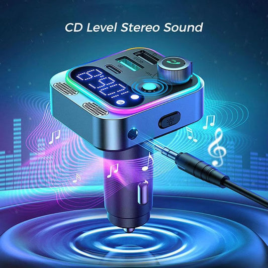 Bluetooth 5.3 FM Transmitter for Car Stronger Dual Mics Deep Bass Sound 48W PD&QC3.0 Car Charger Bluetooth Adapter