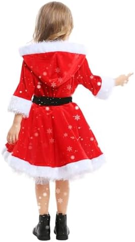 ToddlBy Kids Girls Christmas Magic Pajamas Hooded Red Santa snowman Design