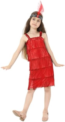 Leadtex Girls 20s Flapper Dress Costume with Feather Headband 1