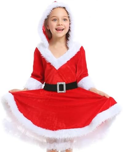 ToddlBy Kids Girls Christmas Magic Pajamas Hooded Red Santa snowman Design