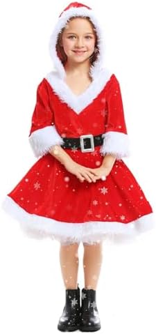 ToddlBy Kids Girls Christmas Magic Pajamas Hooded Red Santa snowman Design