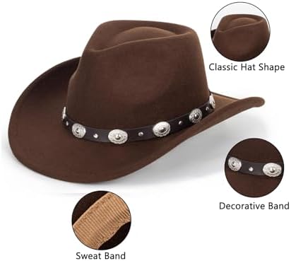 Vikodah Kids Western Cowgirl Fedora Hats for 3-7yr Boys Girls