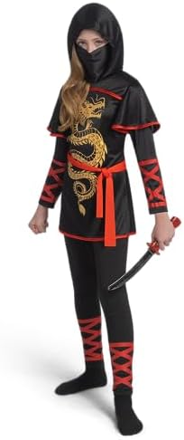 Spooktacular Creations Black and Red Ninja Costume Set for Girls