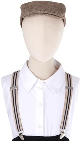 Stylish Kids Newsboy Cap Set with Suspenders for Weddings and More