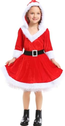 ToddlBy Kids Girls Christmas Magic Pajamas Hooded Red Santa snowman Design