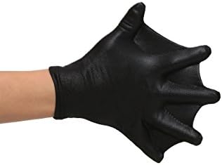 Black Webbed Gloves for Kids Stretchy Wet-Look with Webbed Fingers
