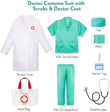 Meland Kids Doctor Role-Play Set with scrubs lab coat