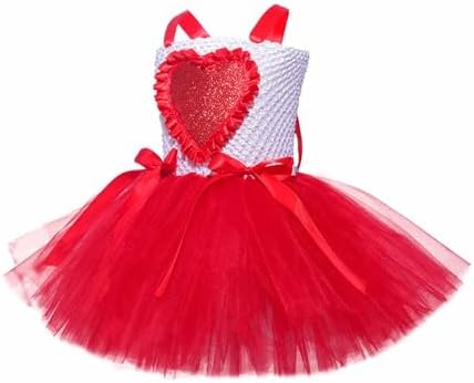 Cute Heart Tulle glitter Princess Costume Sleeveless Dress for Girls