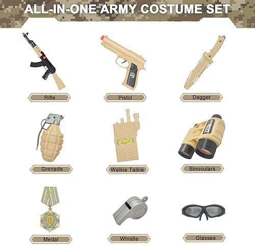 Kodvinp Kids Halloween Army Costume Set Boys Role-Play Gift