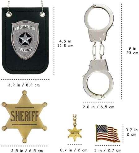 5 PCS Police Badge Handcuffs Toy Set for Kids