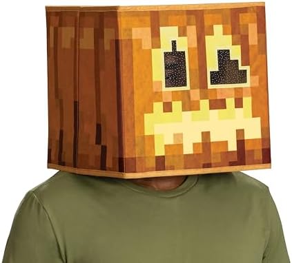 Minecraft Jack OLantern Block Head Mask costume accessory for boys