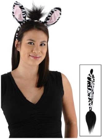 Zebra Costume Kit for Girls - Plush Ears Headband and Faux Fur Tail
