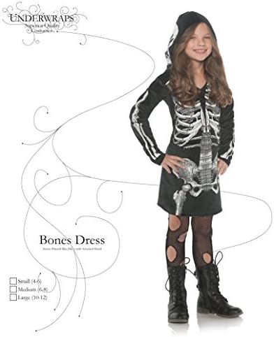 UnderWraps - Little Girls Skeleton Bones Full Zip Hoodie Dress