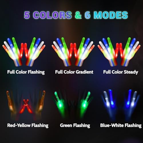 BOMLY LED Kids Gloves Glow in the Dark Ages 5-13