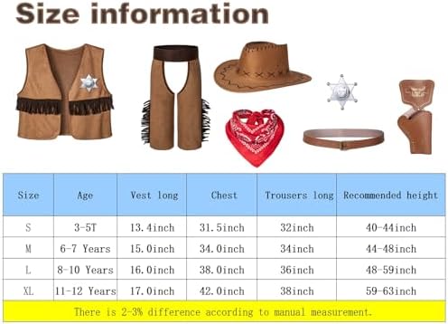 Rerypto Wild West Cowboy Costume Set for Kids 3-12