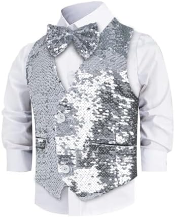 Sparkling Sequin Vest for Boys Dress Up America - Bow Tie Costume