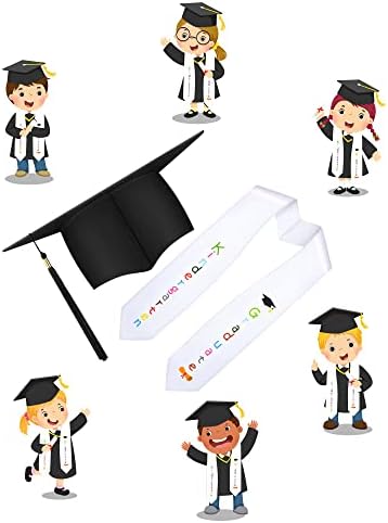 White Black Graduation Sash Cap