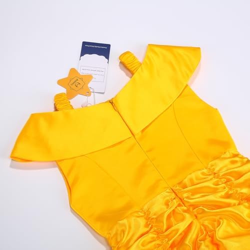Princess Dress for Girls Halloween Costume Yellow Layered Accessories
