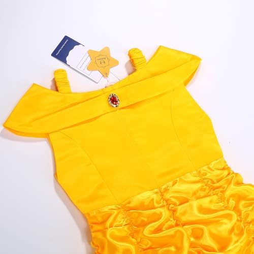 Princess Dress for Girls Halloween Costume Yellow Layered Accessories