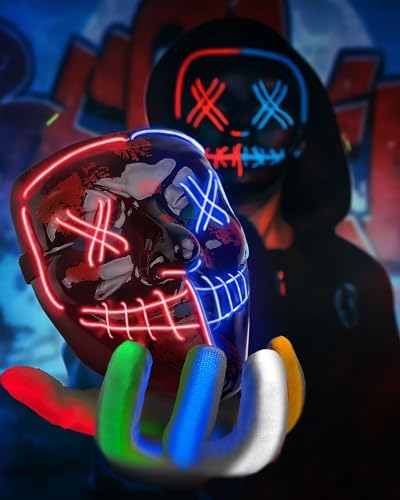 Halloween Skeleton LED Mask and Gloves Set