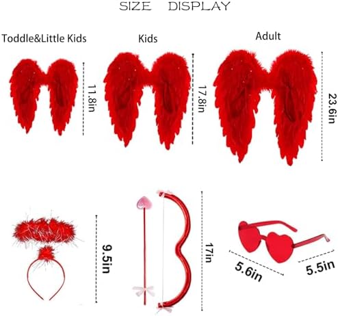 Kephay Valentines Cupid Costume Set for Adults Kids and Toddles