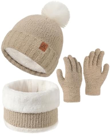 Warm Kids Set with Hat Scarf Gloves Bag forcold weather