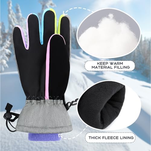 Duoyeree Kids Waterproof Ski Gloves