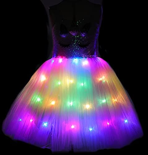 Soyoekbt LED Unicorn Princess Dress for Girls