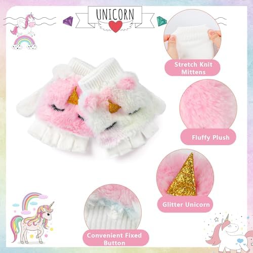 Cute Unicorn Winter Hats and Gloves for Girls