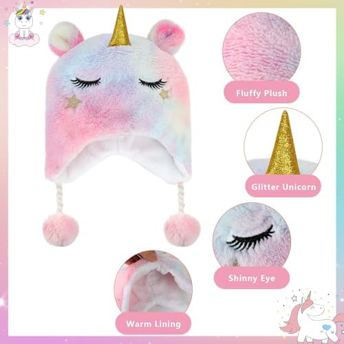 Cute Unicorn Winter Hats and Gloves for Girls