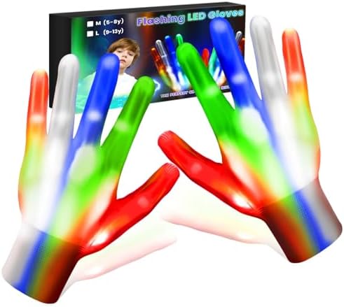 BOMLY LED Kids Gloves Glow in the Dark Ages 5-13