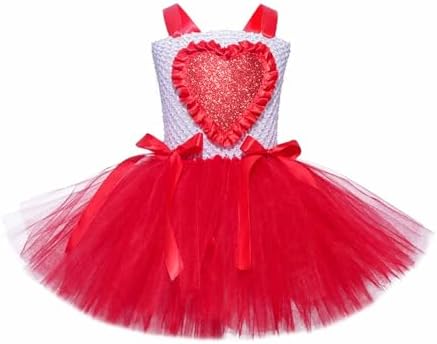 Cute Heart Tulle glitter Princess Costume Sleeveless Dress for Girls