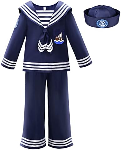 ReliBeauty Kids Navy Sailor Uniform Boys Girls Set