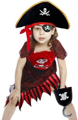 Byfirty 5Pcs Pirate Costume Kids Girls