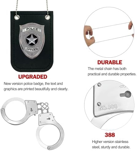 5 PCS Police Badge Handcuffs Toy Set for Kids