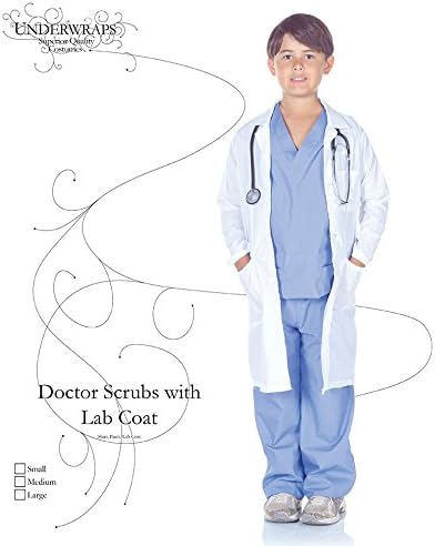 Underwraps - Doctor Scrubs Costume Lab Coat 10-12 Years