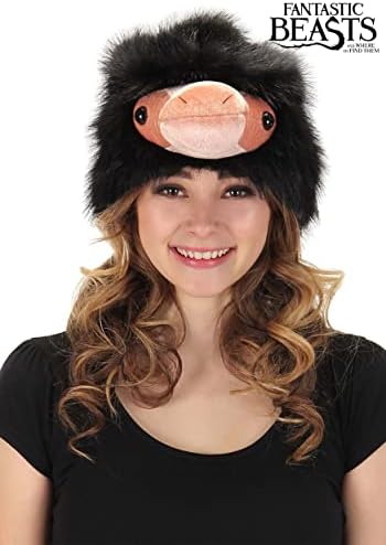 Plush Niffler Hat for Adults Faux Fur Plastic Eyes and Adjustable