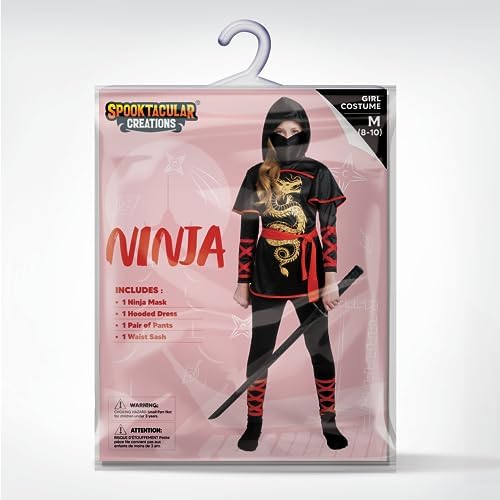 Spooktacular Creations Black and Red Ninja Costume Set for Girls