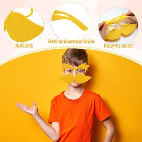 Foilswirl Yellow Mustache Glasses Halloween Trick or Treat Party Accessories