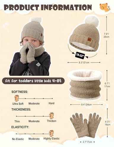 Warm Kids Set with Hat Scarf Gloves Bag forcold weather