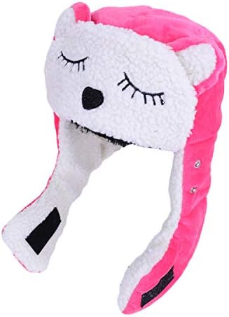 Cartoon Winter Hats for Girls Boys - Trapper Hat with Earflap Face Warmer