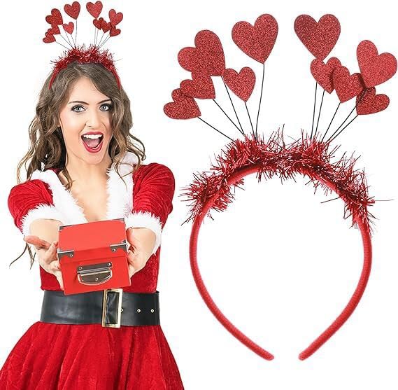 Valentines Day Heart-Shaped Sunglasses HeadbandsRedHot Pink