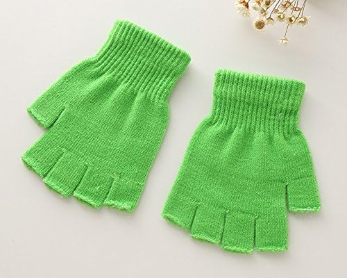XF Kids Solid Knit Half Finger Mittens Typing Gloves Small