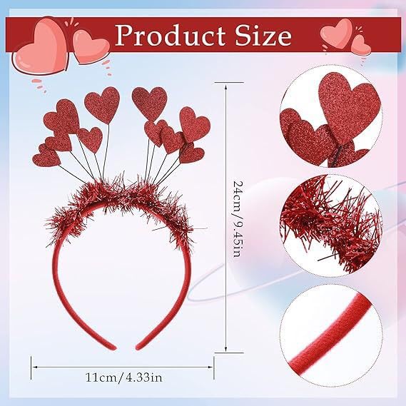 Valentines Day Heart-Shaped Sunglasses HeadbandsRedHot Pink