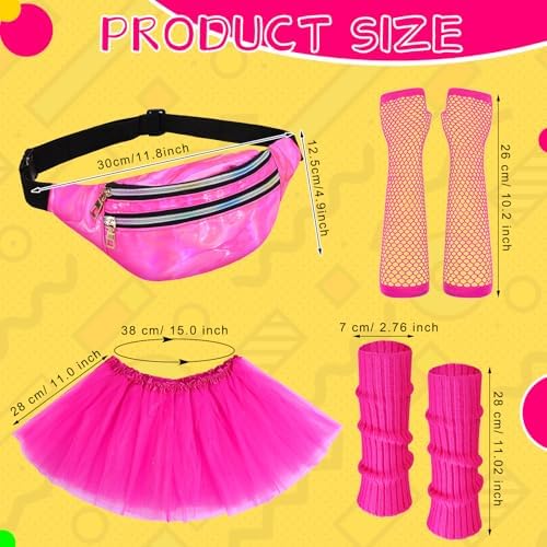 Toulite 8-Piece Halloween Kids 80s Costumes Set - Neon Leg Warmer Skirt Set