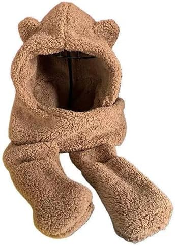 Wuluwala Cute Bear Kids Winter Gift Plush Scarf Hat Gloves Set