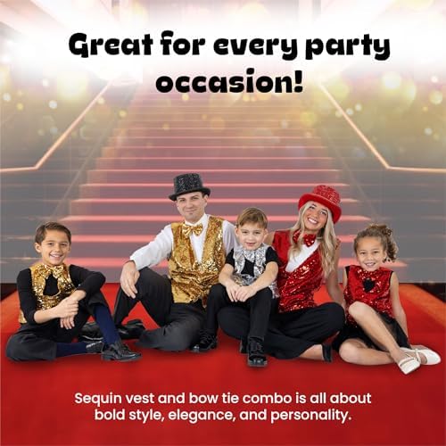 Sparkling Sequin Vest for Boys Dress Up America - Bow Tie Costume