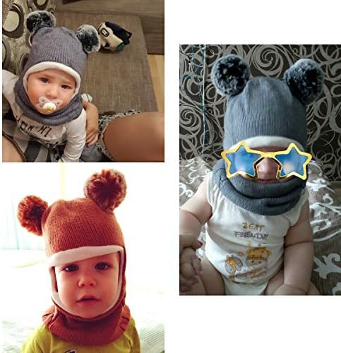 Child Size Balaclava Hat with Pom Poms for Cold Weather