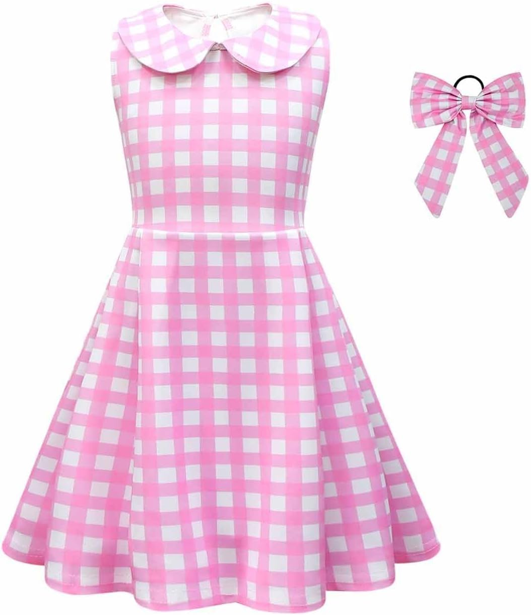Little Miss 50s Pink Plaid Dress Set