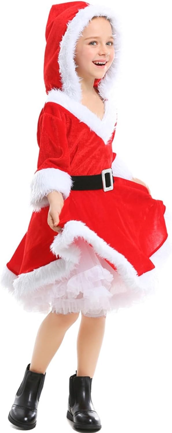 ToddlBy Kids Girls Christmas Magic Pajamas Hooded Red Santa snowman Design